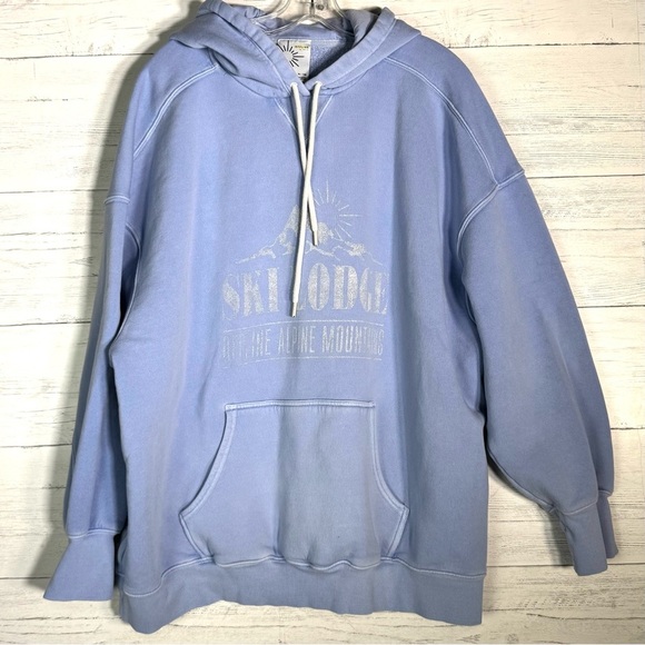 aerie Tops - Aerie Offline Ski Lodge Light Blue Hoodie Sweatshirt Women’s XL Oversized